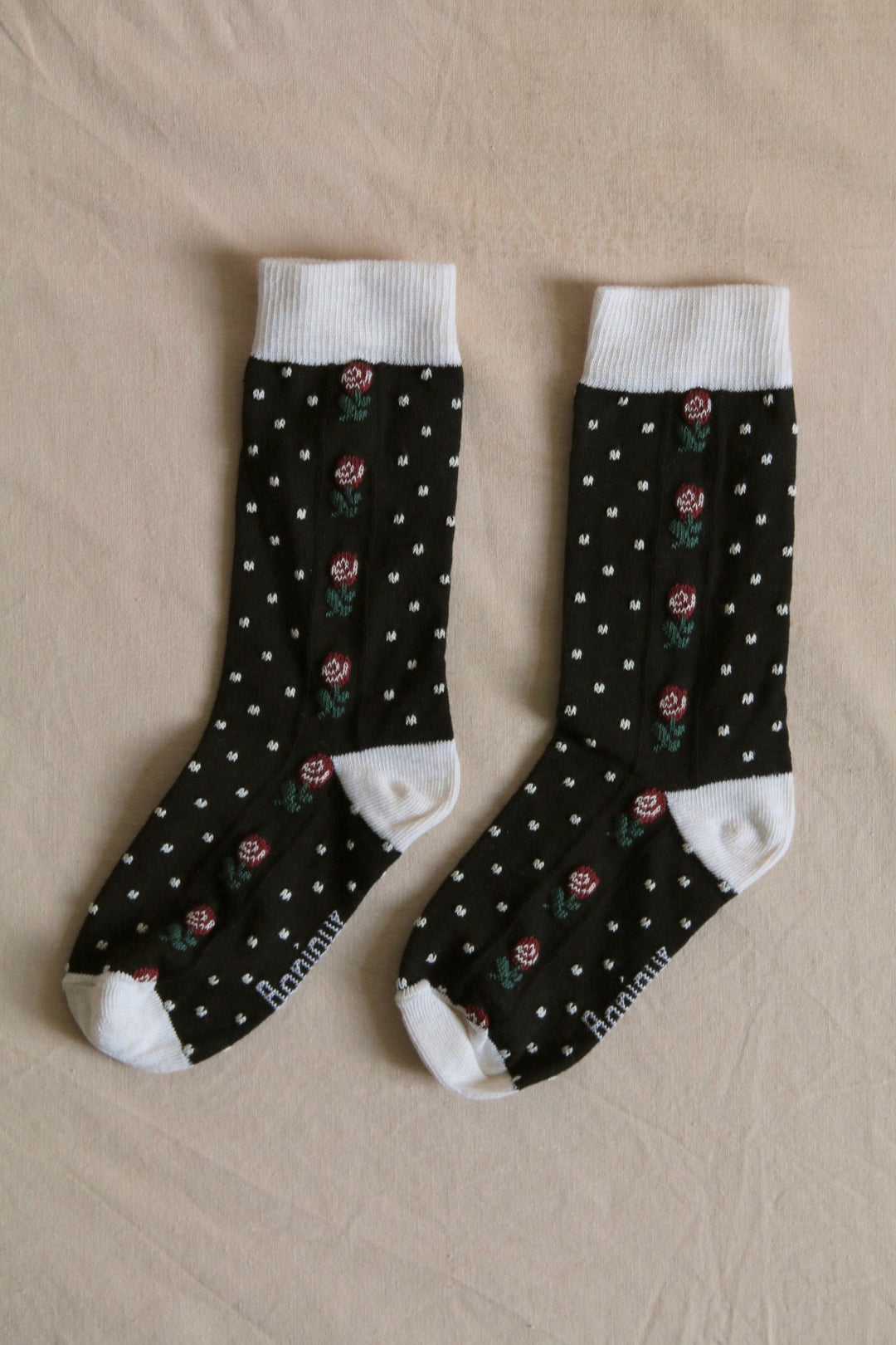 Dots Floral Socks in Black by Bonjour - Petite Belle