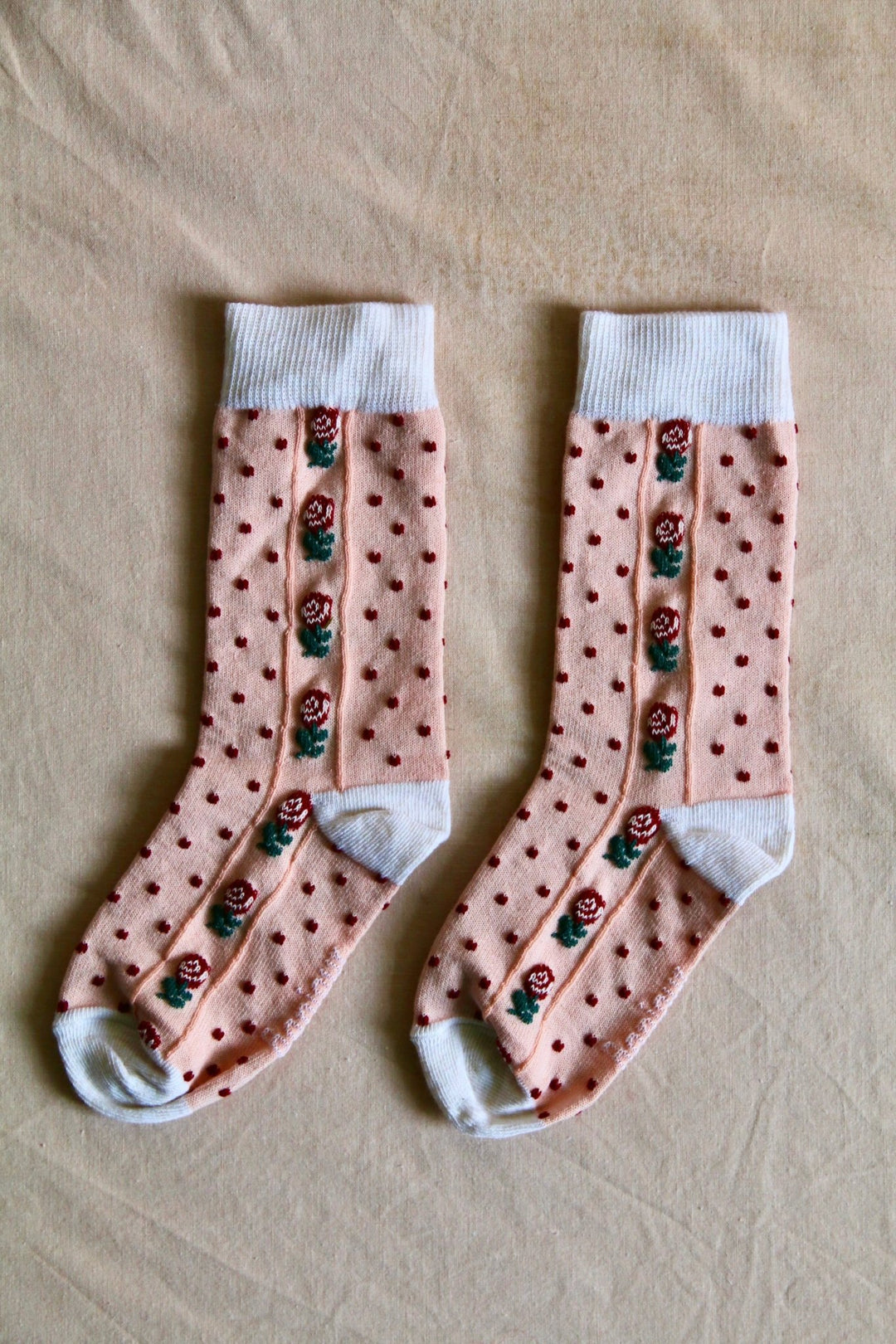 Dots Floral Socks in Pink by Bonjour - Petite Belle