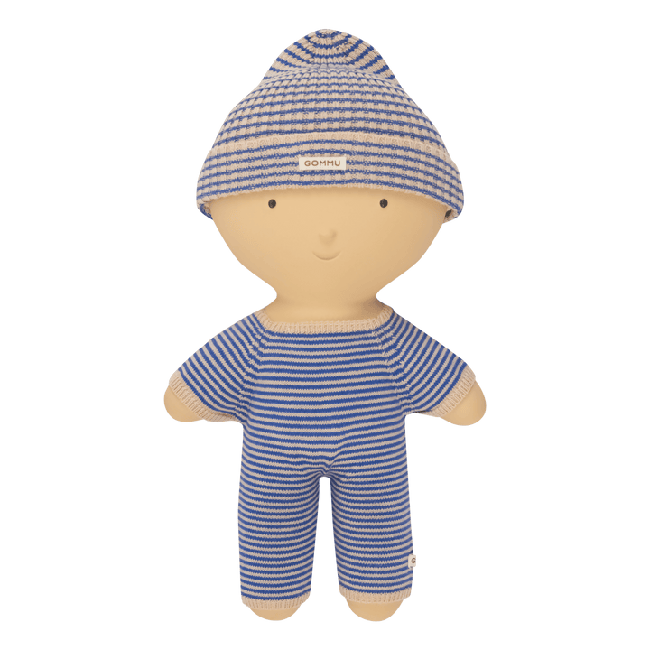 Gommu French Stripes Beanie (Light Cream/Blue) - Petite Belle