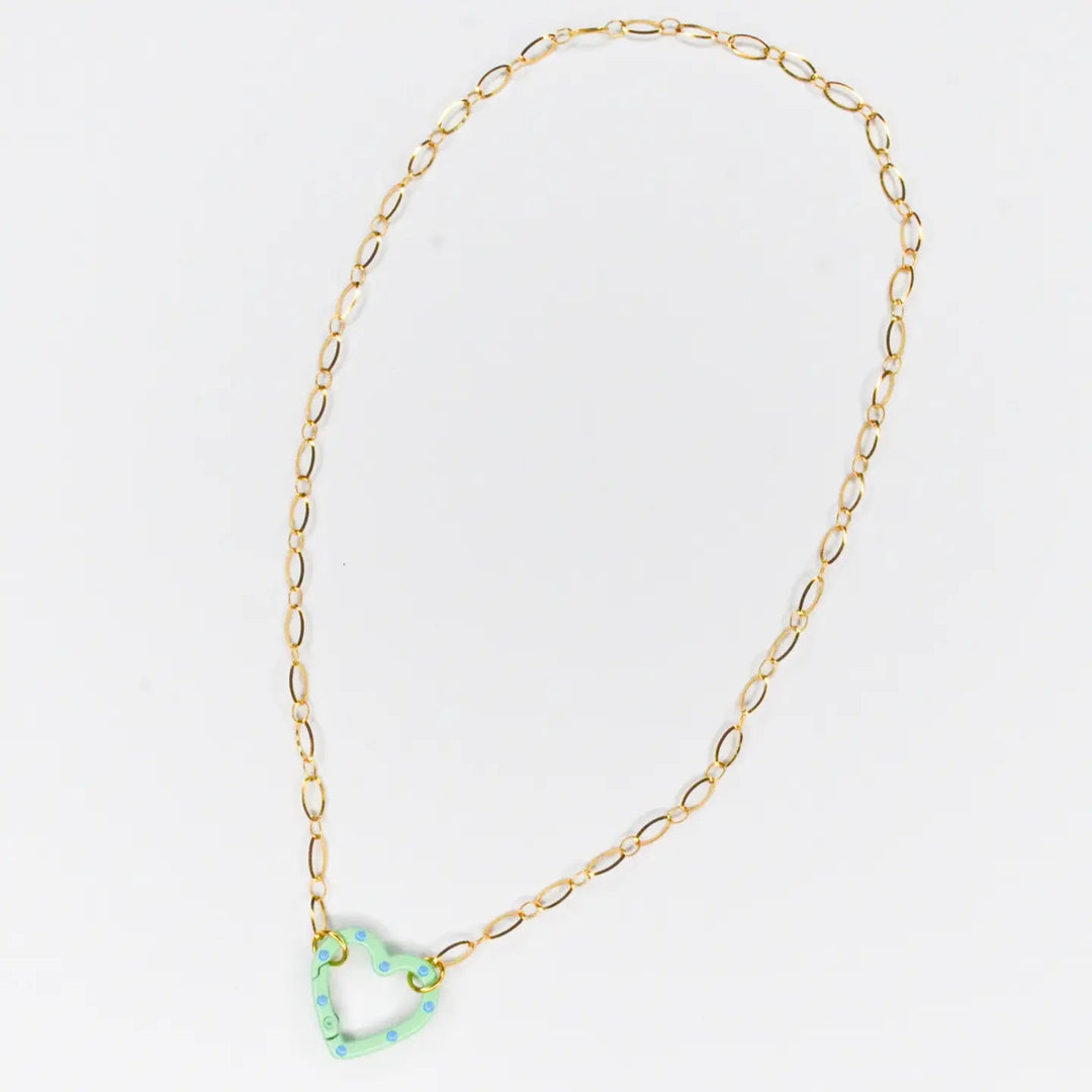 Heart Green Clip Necklace by Feestbeest Kids - Petite Belle