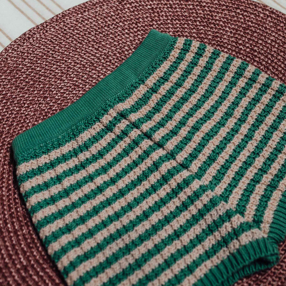 Green And Pink Stripe Shorts by Birinit Petit - Petite Belle