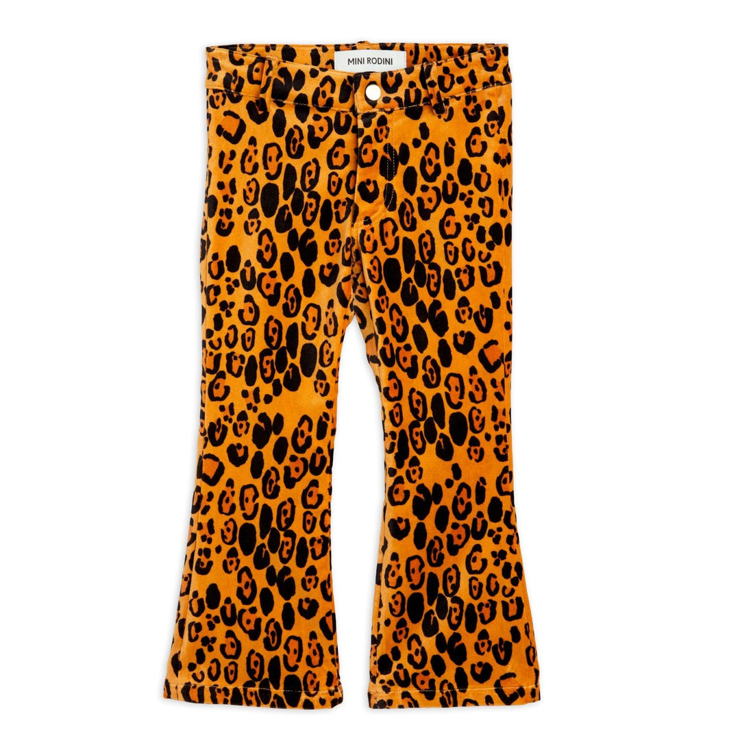 Leopard Flared Velvet Trousers by Mini Rodini - Petite Belle