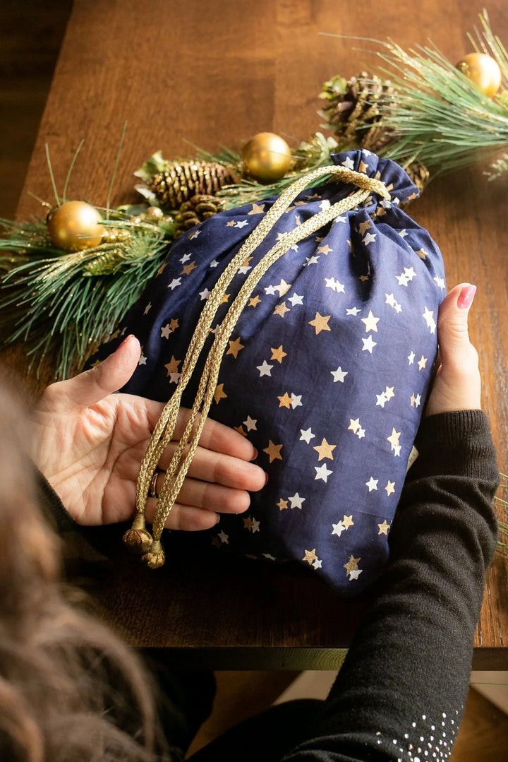 Midnight Stars Reusable Cotton Gift Bags by Paper Mirchi - Petite Belle