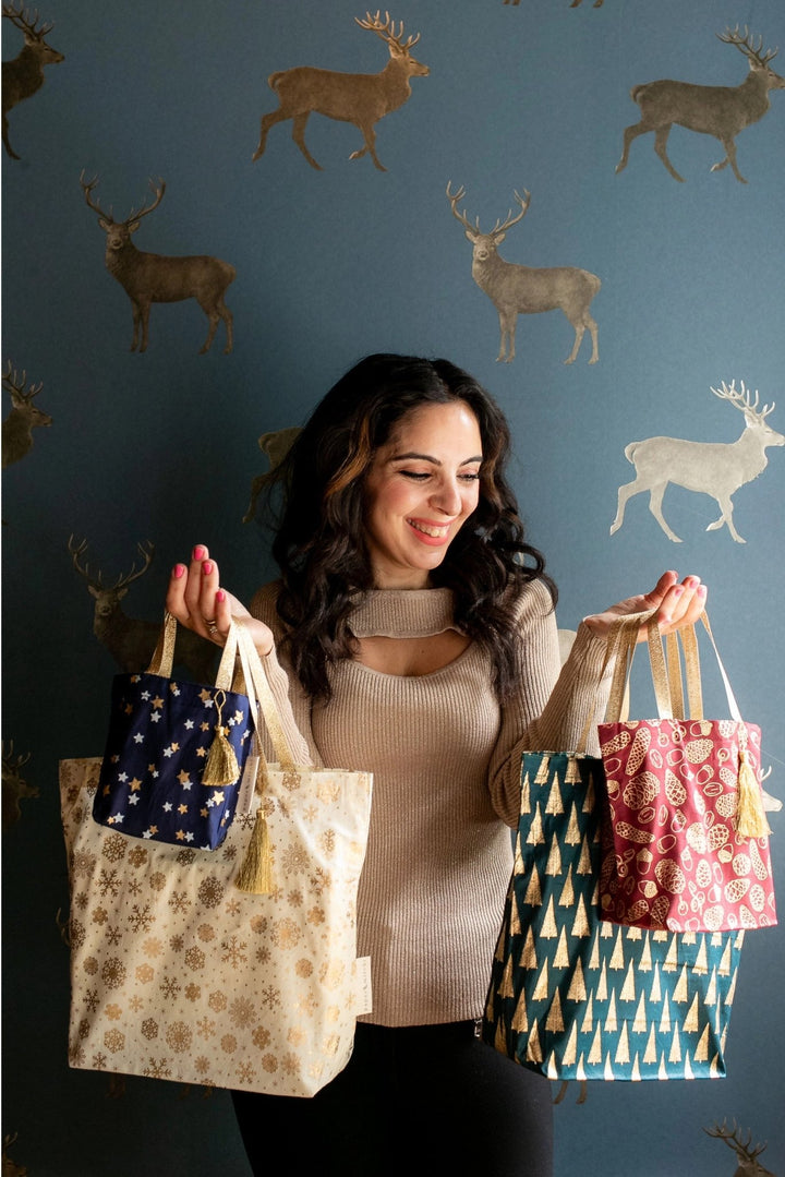Scarlet Woodland Reusable Gift Tote Bags by Paper Mirchi - Petite Belle