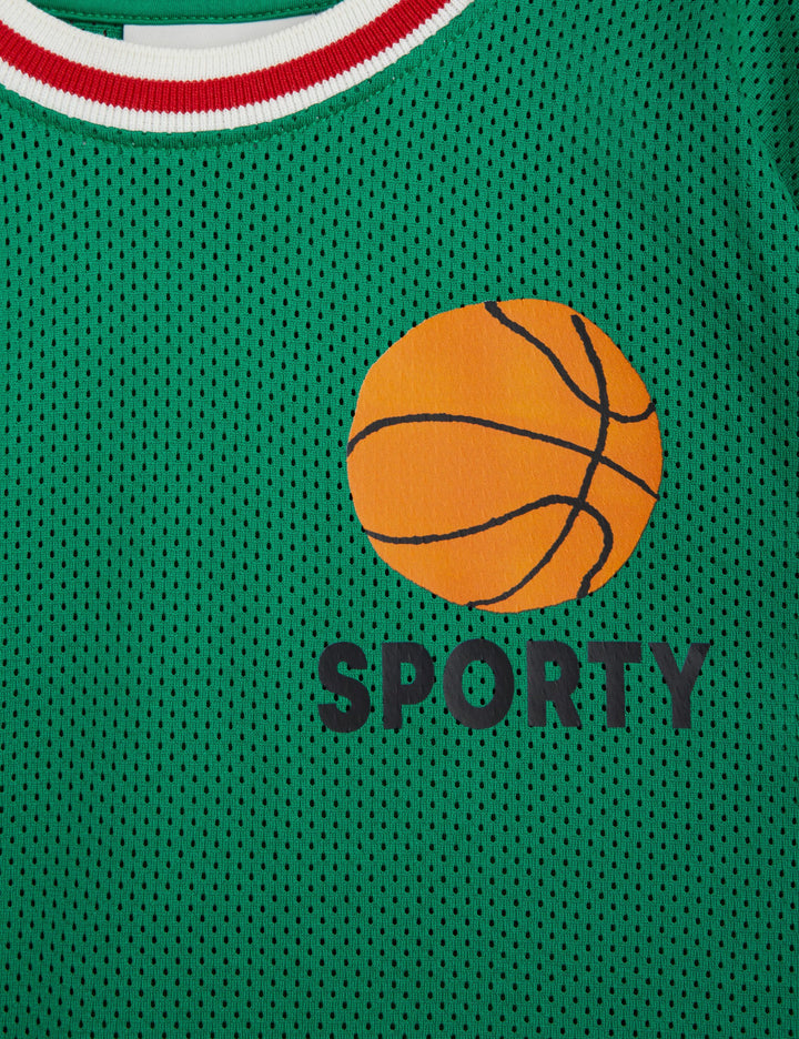 Basketball Mesh T-Shirt in Green by Mini Rodini - Petite Belle | UK Stockist