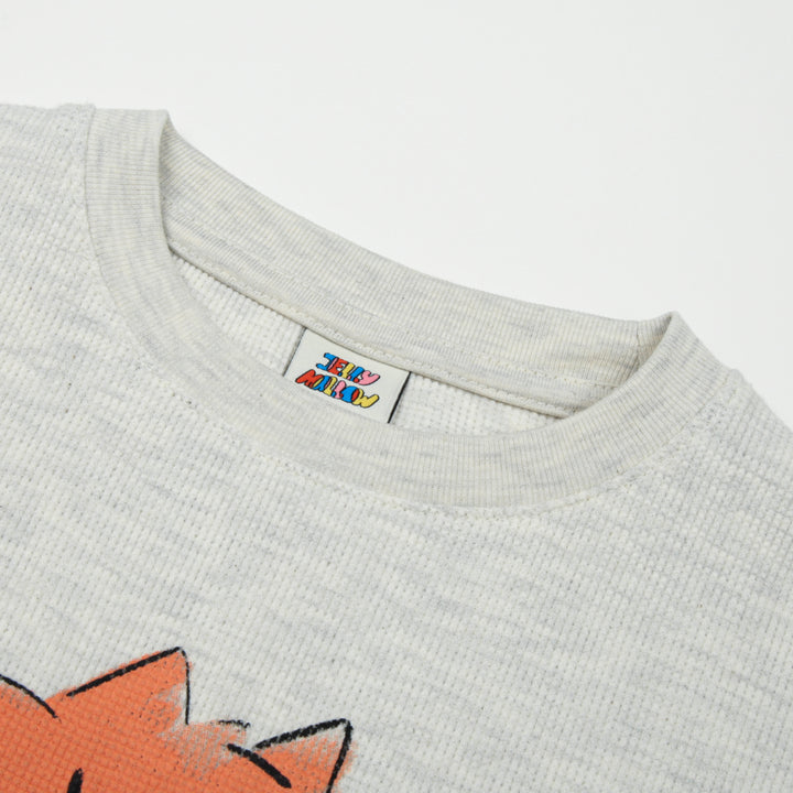 Cat Waffle Long Sleeves Tee by Jelly Mallow - Petite Belle | UK Stockist