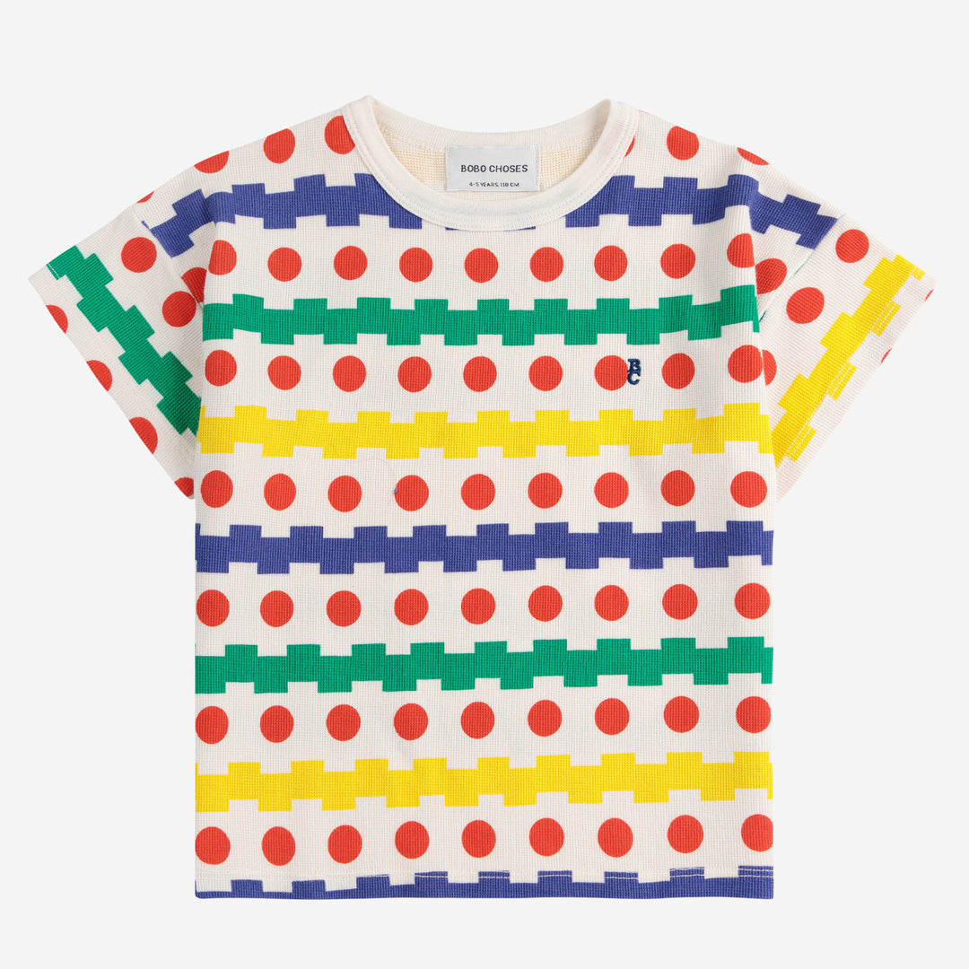 Geometric All Over Waffle Tee by Bobo Choses - Petite Belle | UK Stockist