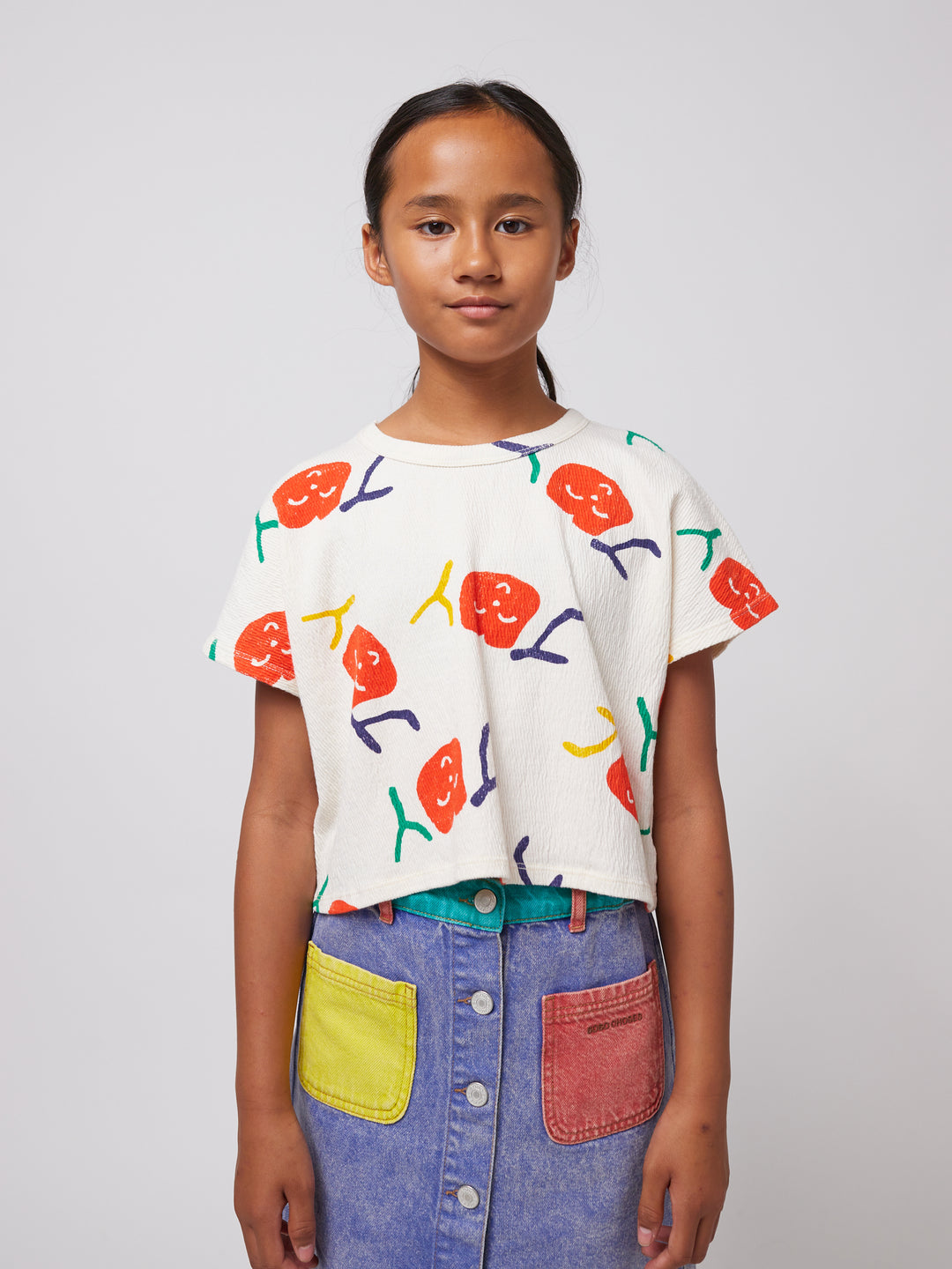 Smiling All Over Cropped T-shirt by Bobo Choses - Petite Belle | UK Stockist