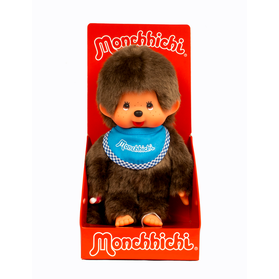 Monchhichi - Classic Blue Bib Boy Plush Doll by Sekiguchi - Petite Belle | UK Stockist