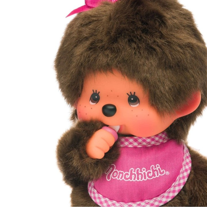 Monchhichi - Classic Pink Bib Girl Plush Doll by Sekiguchi - Petite Belle | UK Stockist