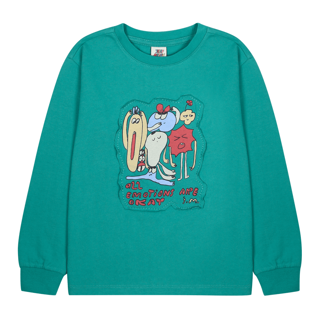 All Emotion Long-Sleeve Tee in Green by Jelly Mallow - Petite Belle