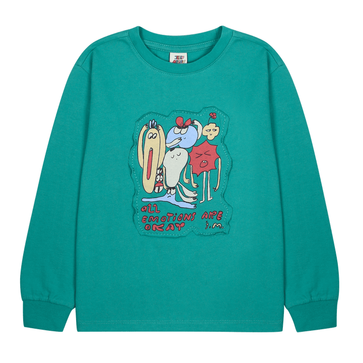 All Emotion Long-Sleeve Tee in Green by Jelly Mallow - Petite Belle