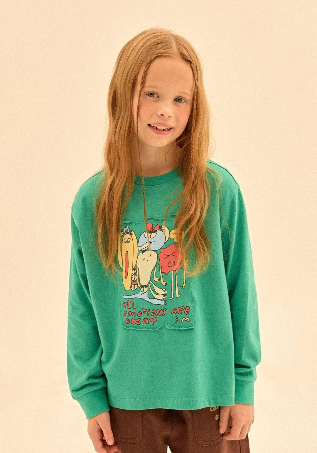 All Emotion Long-Sleeve Tee in Green by Jelly Mallow - Petite Belle