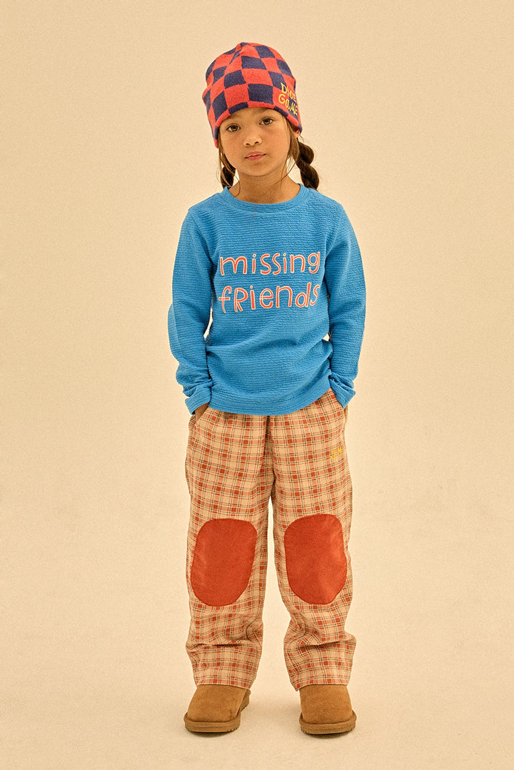 Checked Knee Patch Woven Pants in Brown by Jelly Mallow - Petite Belle