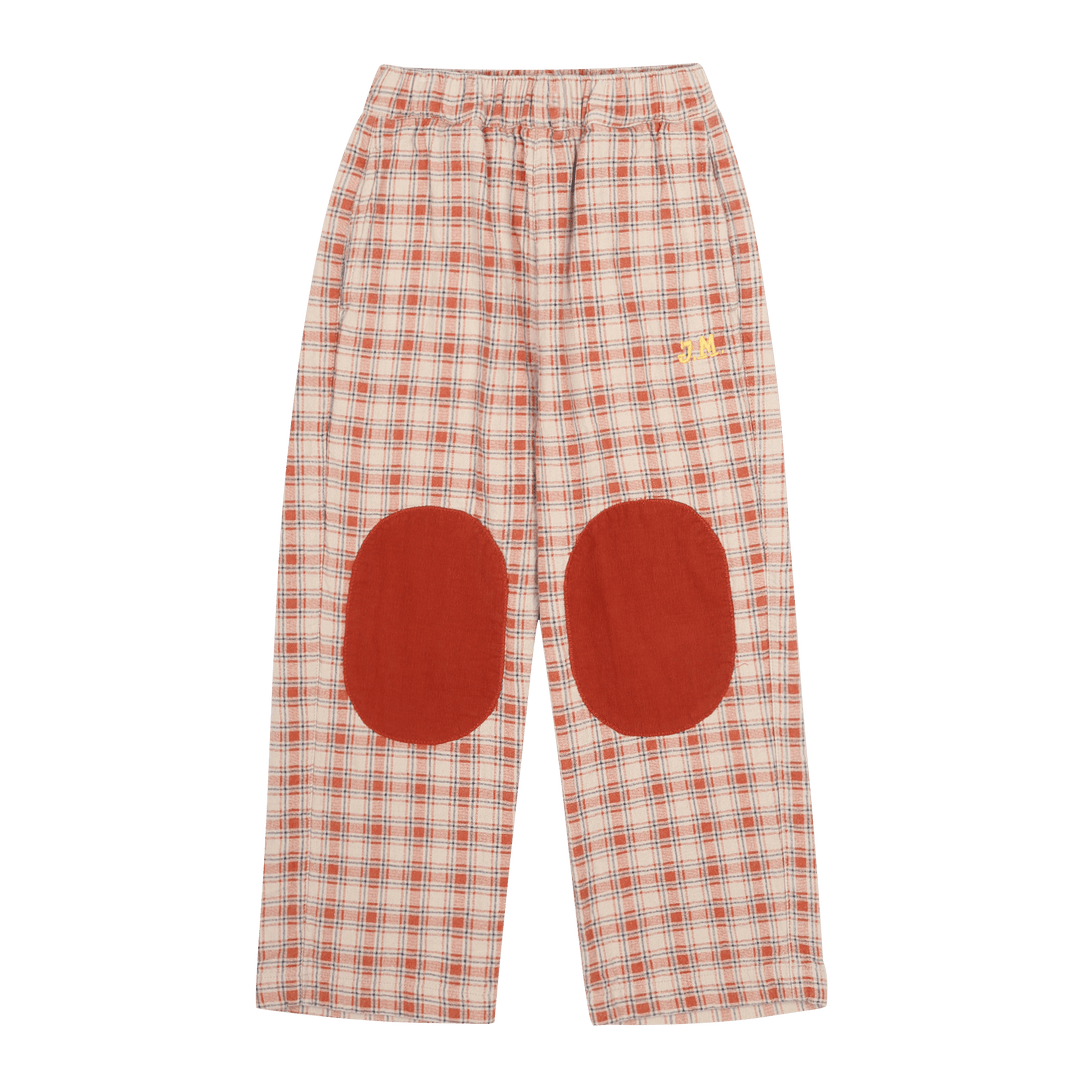 Checked Knee Patch Woven Pants in Brown by Jelly Mallow - Petite Belle