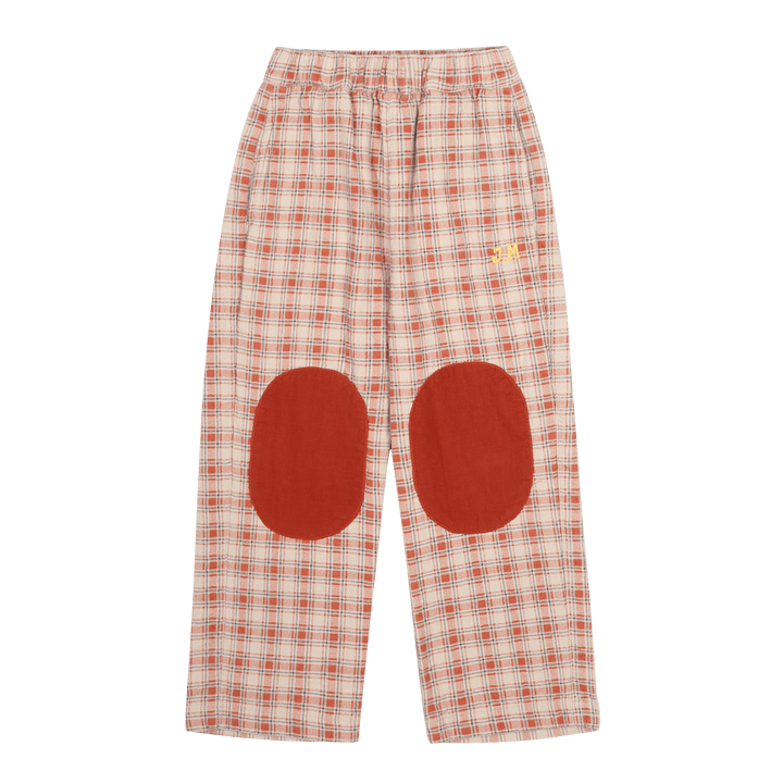 Checked Knee Patch Woven Pants in Brown by Jelly Mallow - Petite Belle