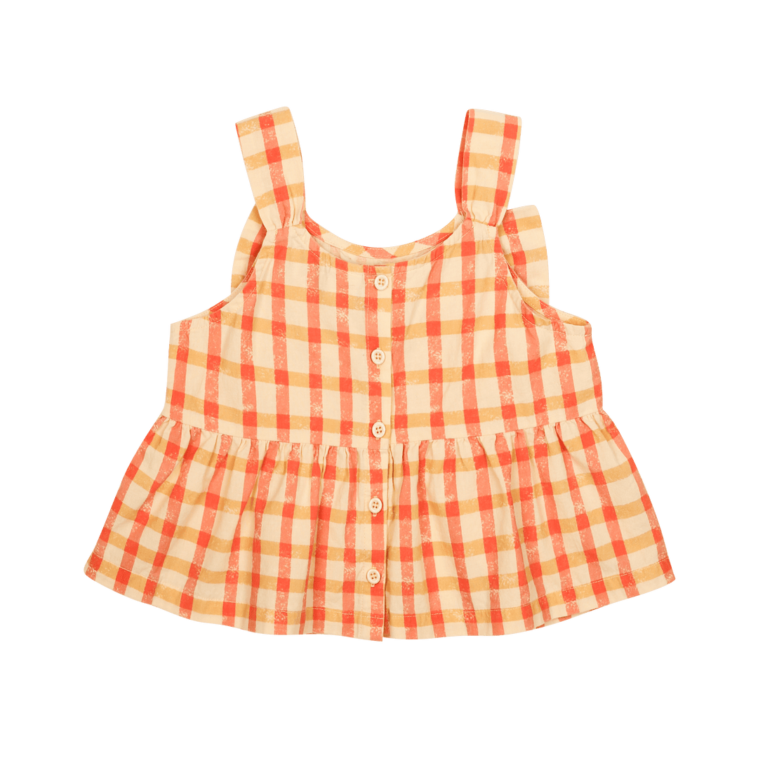 Checked Ribbon Sleeveless Blouse by Jelly Mallow - Petite Belle