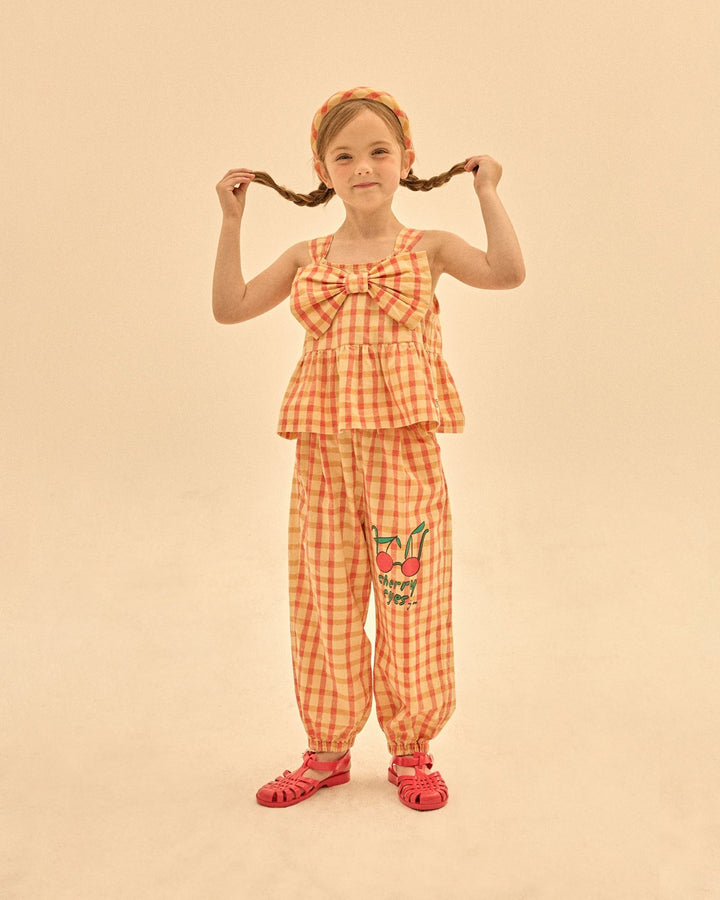 Checked Ribbon Sleeveless Blouse by Jelly Mallow - Petite Belle