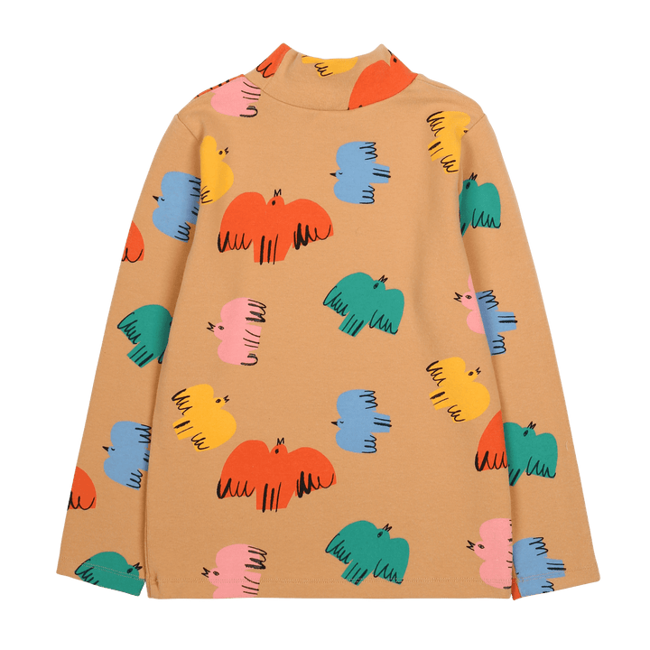 Colourful Bird Turtleneck Top by Jelly Mallow - Petite Belle