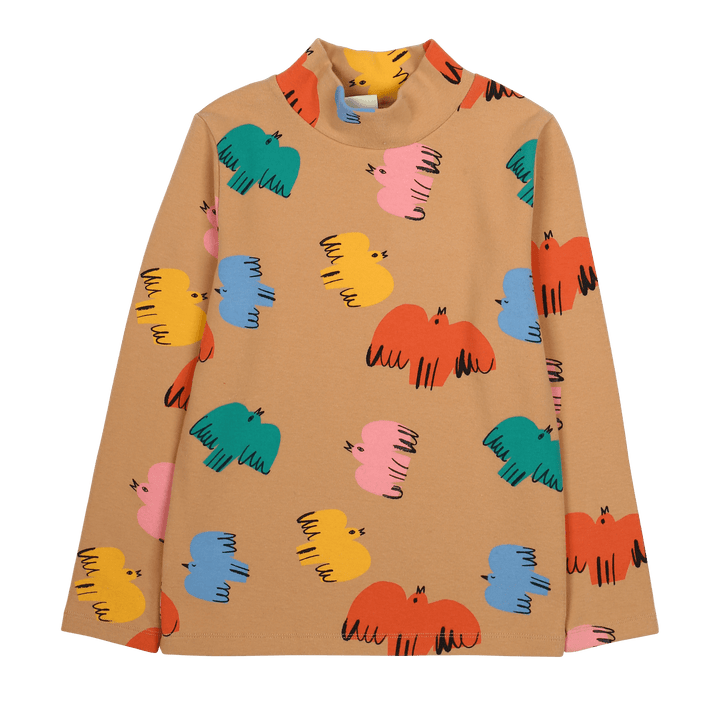 Colourful Bird Turtleneck Top by Jelly Mallow - Petite Belle