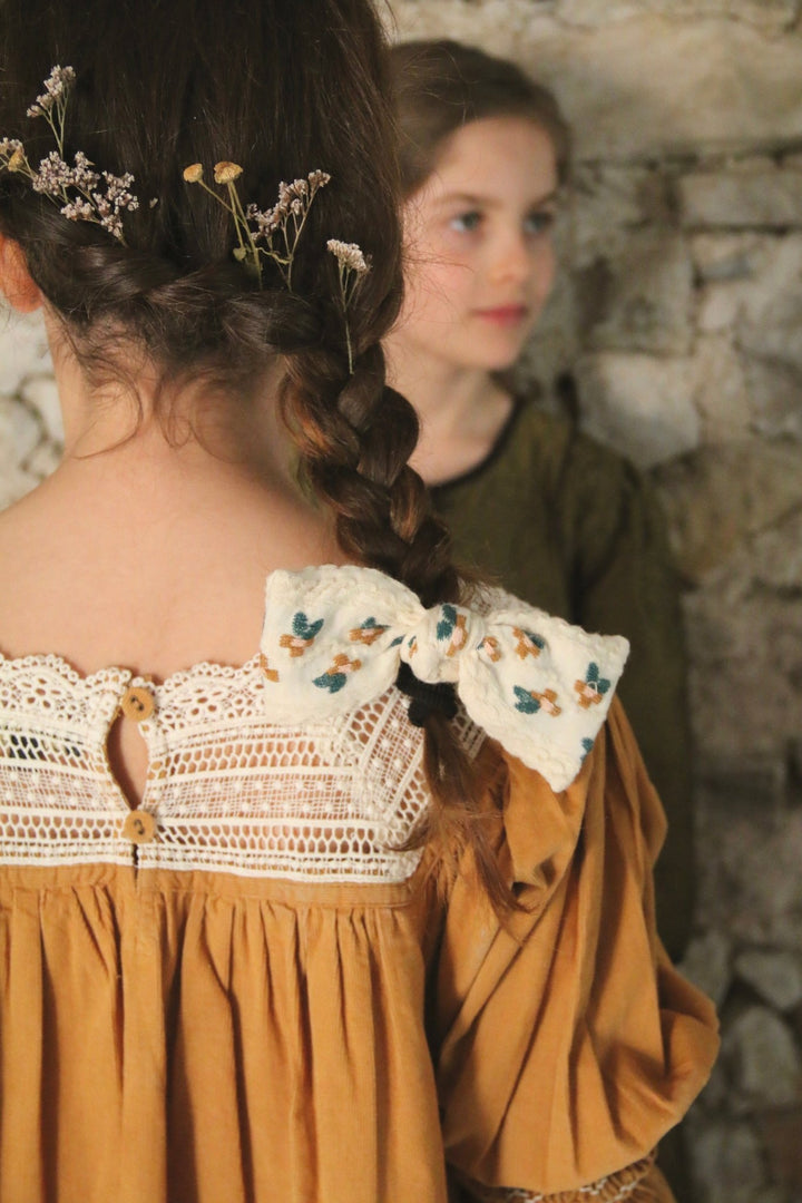 Corduroy Dress & Hairclip in Curry by Bonjour - Petite Belle