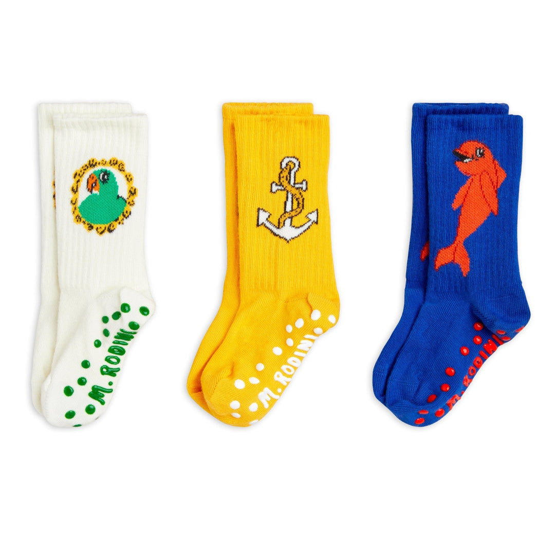 Dolphin 3-pack Anti Slip Socks by Mini Rodini - Petite Belle