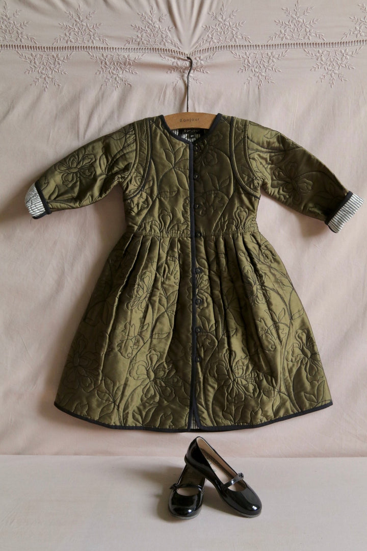 Dress Coat in Khaki by Bonjour - Petite Belle