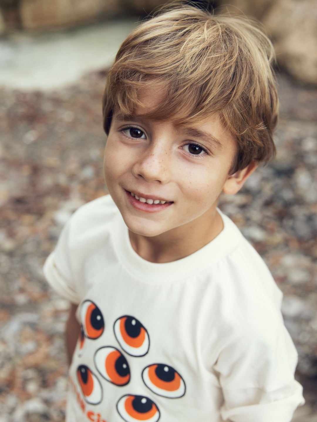 Eyes Tee in Off - white by Mini Rodini - Petite Belle