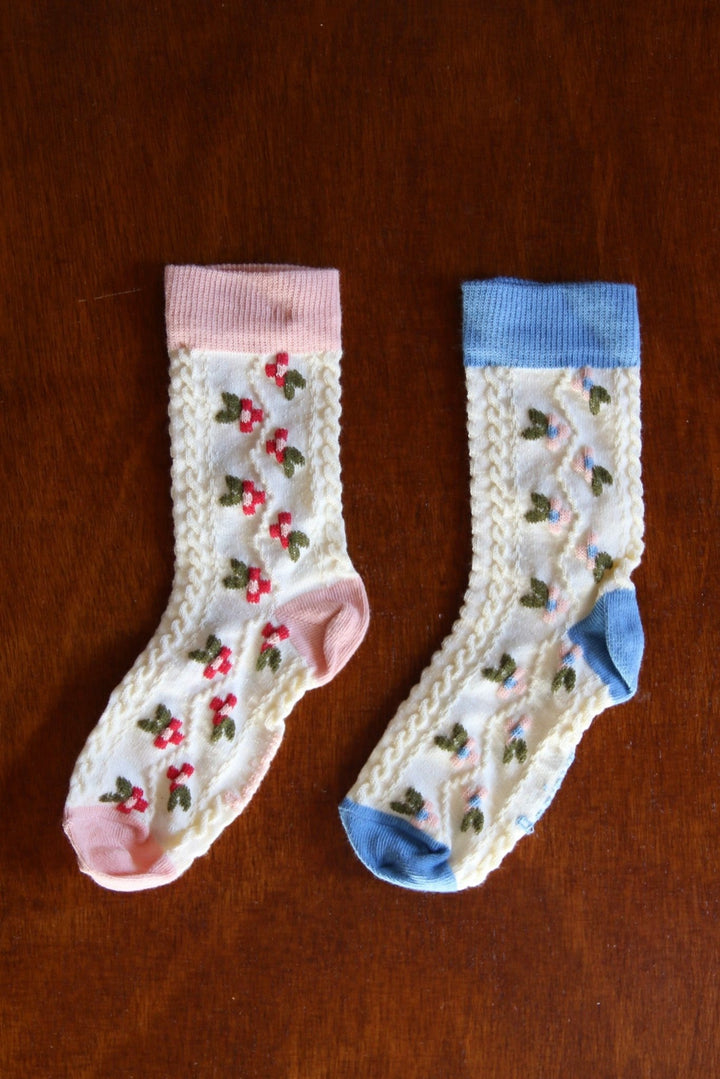 Farandole Flower Socks in Blue by Bonjour - Petite Belle