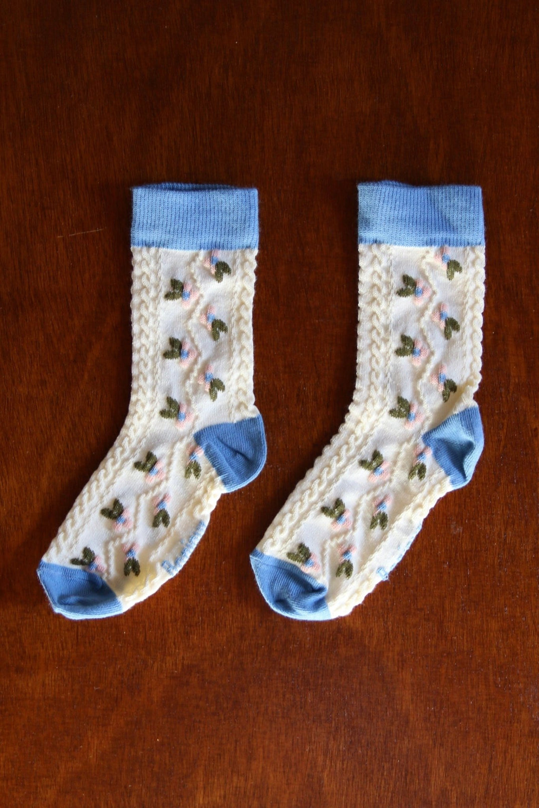 Farandole Flower Socks in Blue by Bonjour - Petite Belle