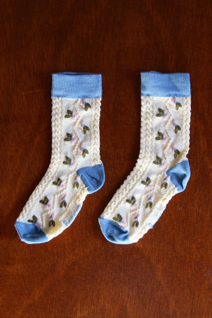 Farandole Flower Socks in Blue by Bonjour - Petite Belle