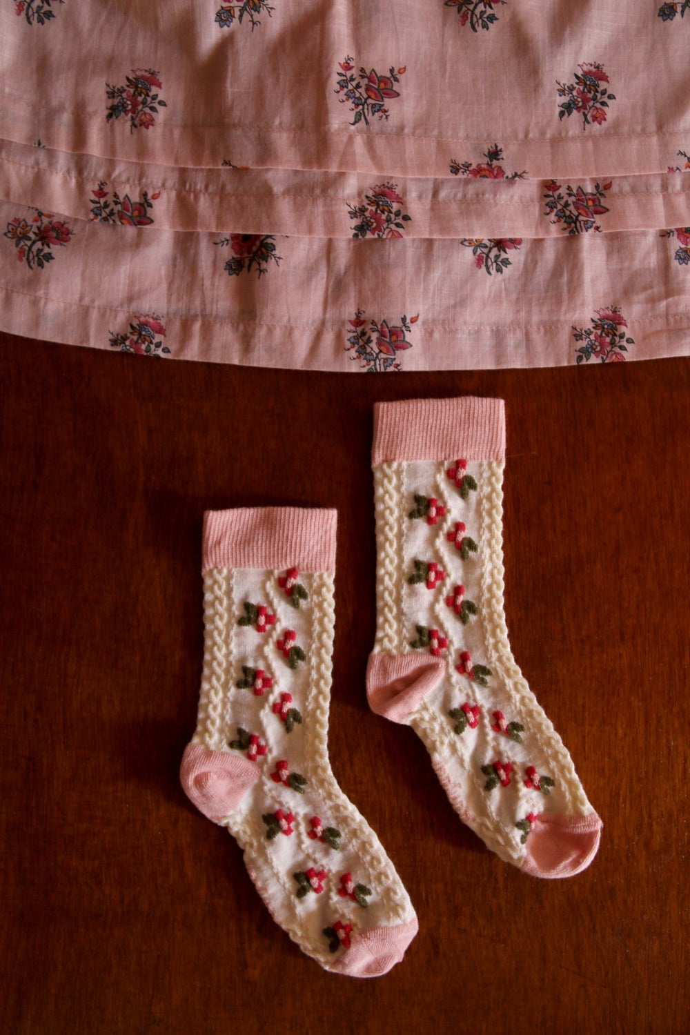 Farandole Flower Socks in Pink by Bonjour - Petite Belle