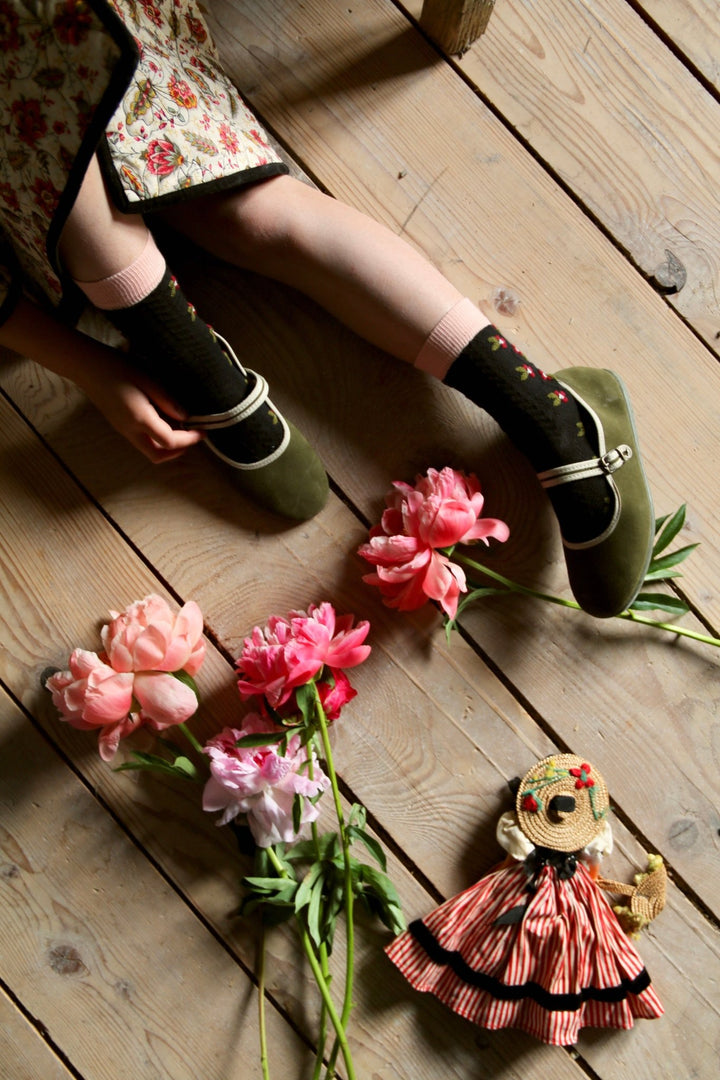 Farandole Socks & Hair Knot in Black by Bonjour - Petite Belle