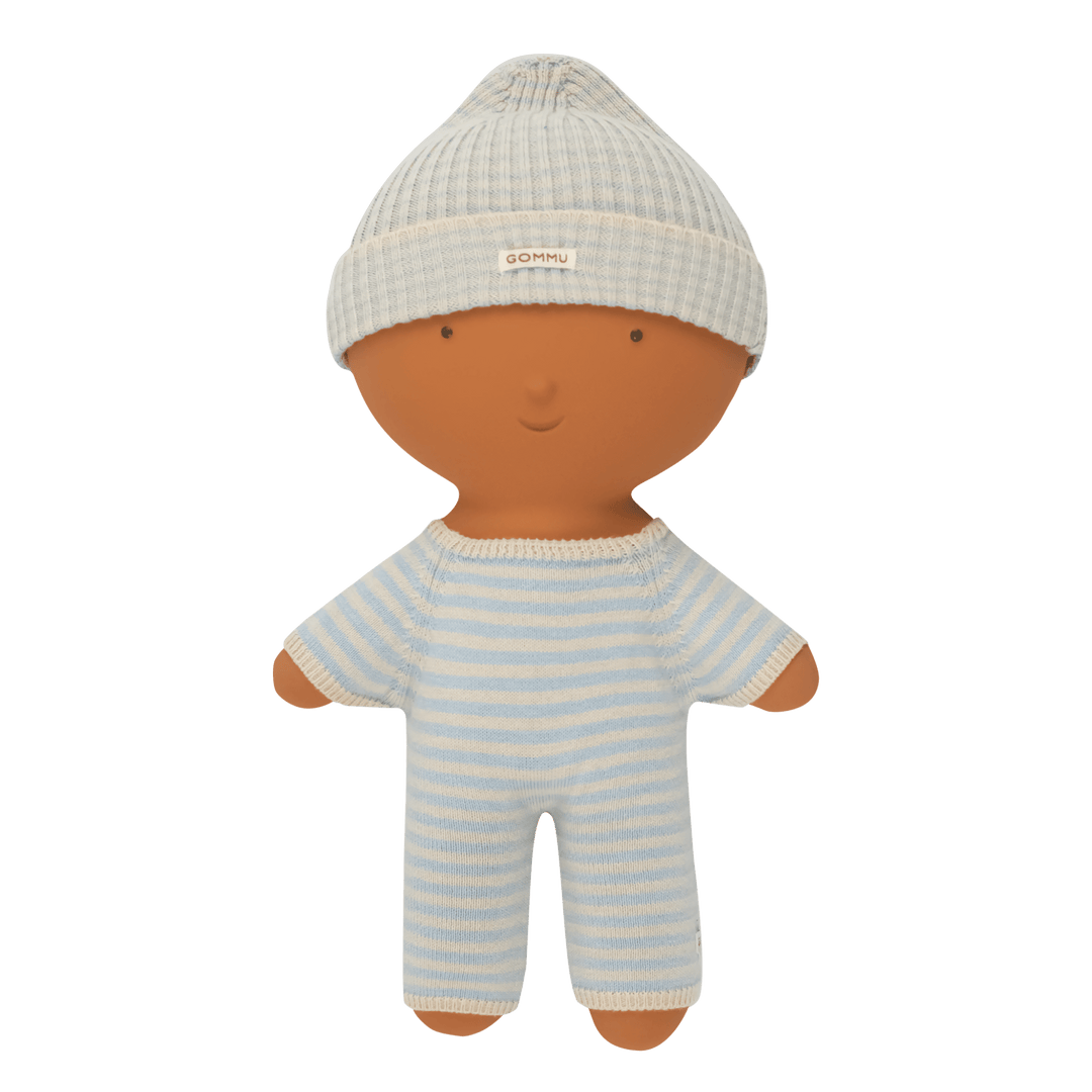 Gommu French Stripes Beanie (Blue Sky/Sand) - Petite Belle