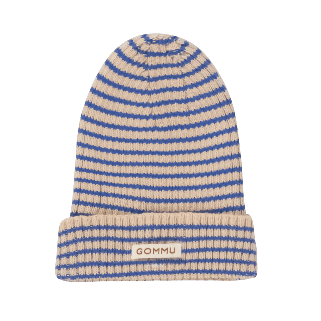 Gommu French Stripes Beanie (Light Cream/Blue) - Petite Belle