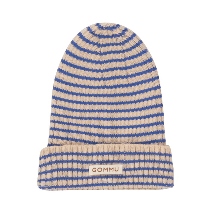 Gommu French Stripes Beanie (Light Cream/Blue) - Petite Belle