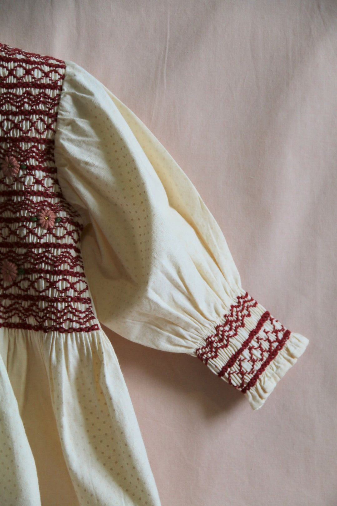 Handsmock Blouse in Ivory Dot Print by Bonjour - Petite Belle