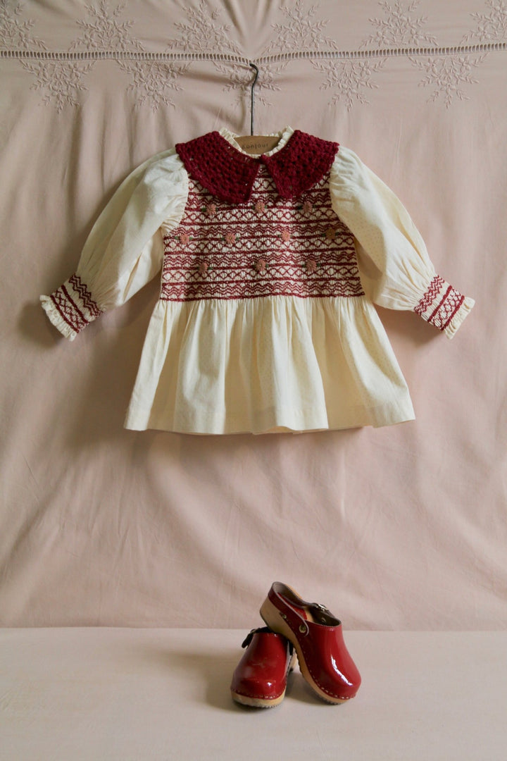 Handsmock Blouse in Ivory Dot Print by Bonjour - Petite Belle