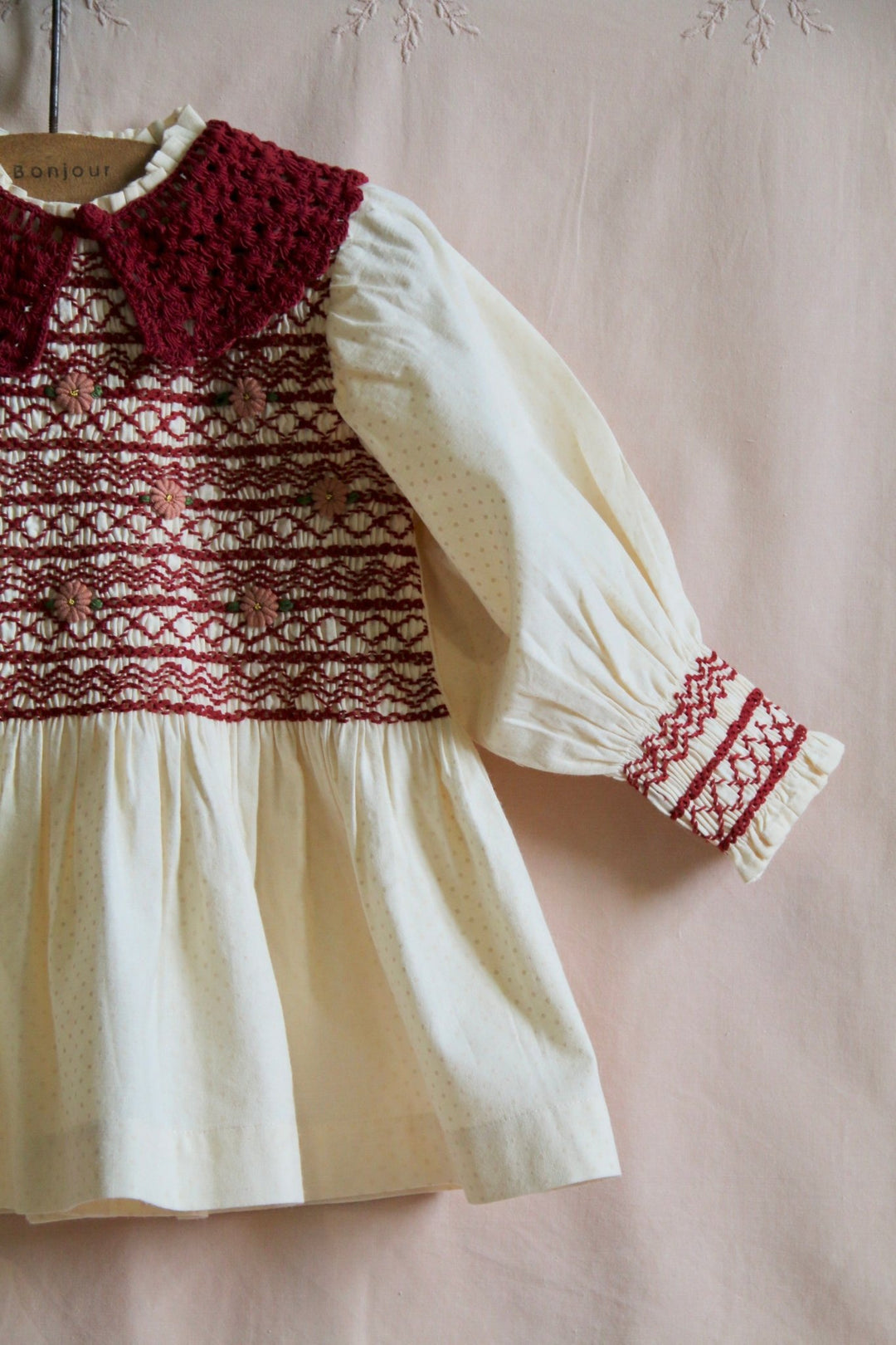 Handsmock Blouse in Ivory Dot Print by Bonjour - Petite Belle