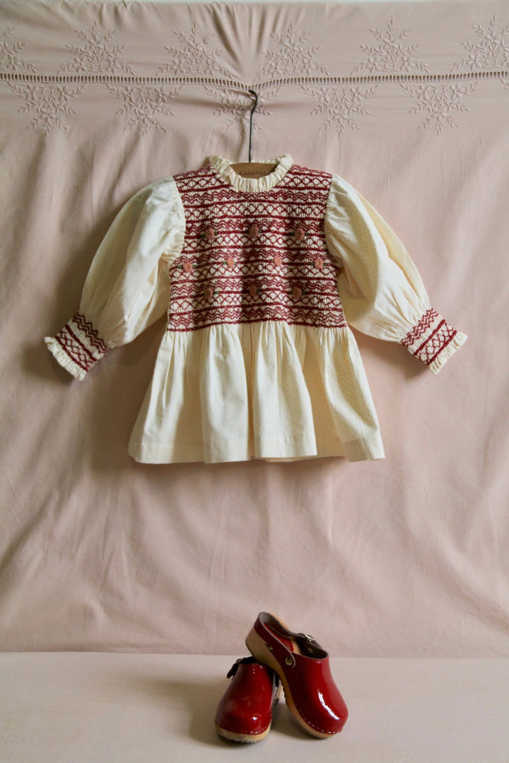 Handsmock Blouse in Ivory Dot Print by Bonjour - Petite Belle