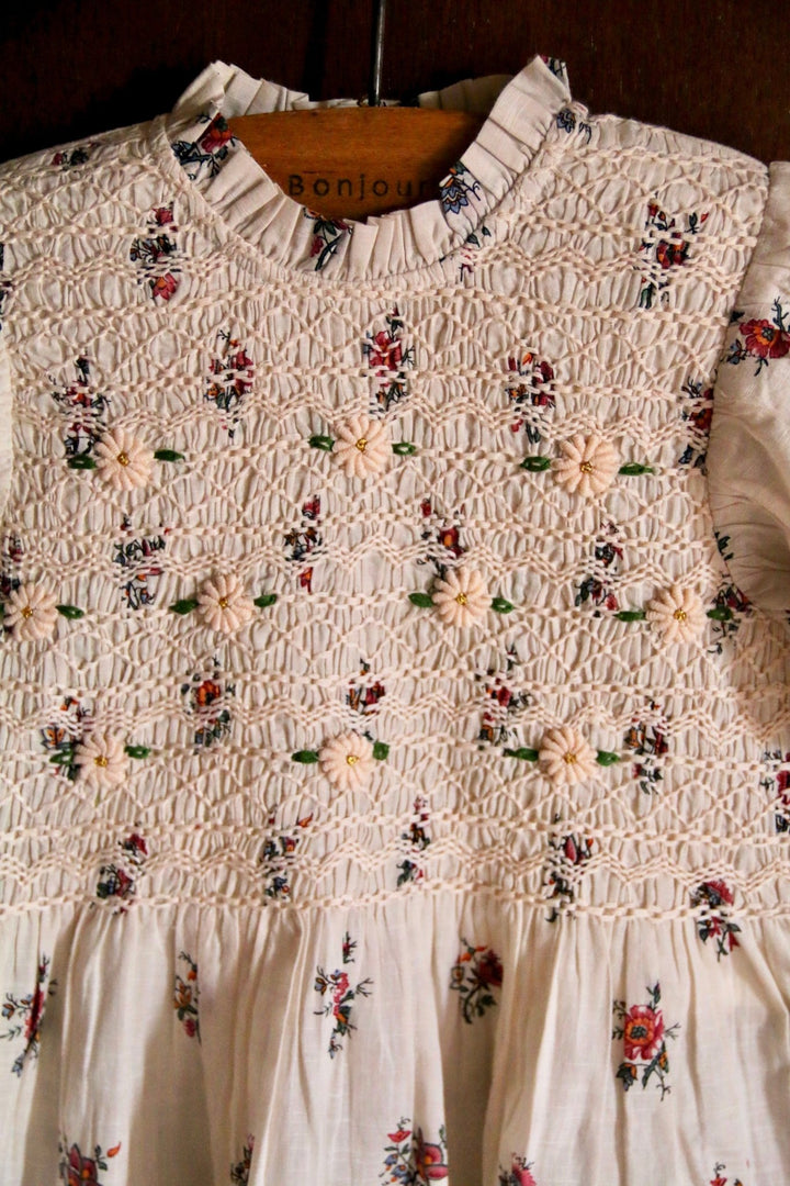 Handsmock Blouse in Pink Garden Flowers Print by Bonjour - Petite Belle