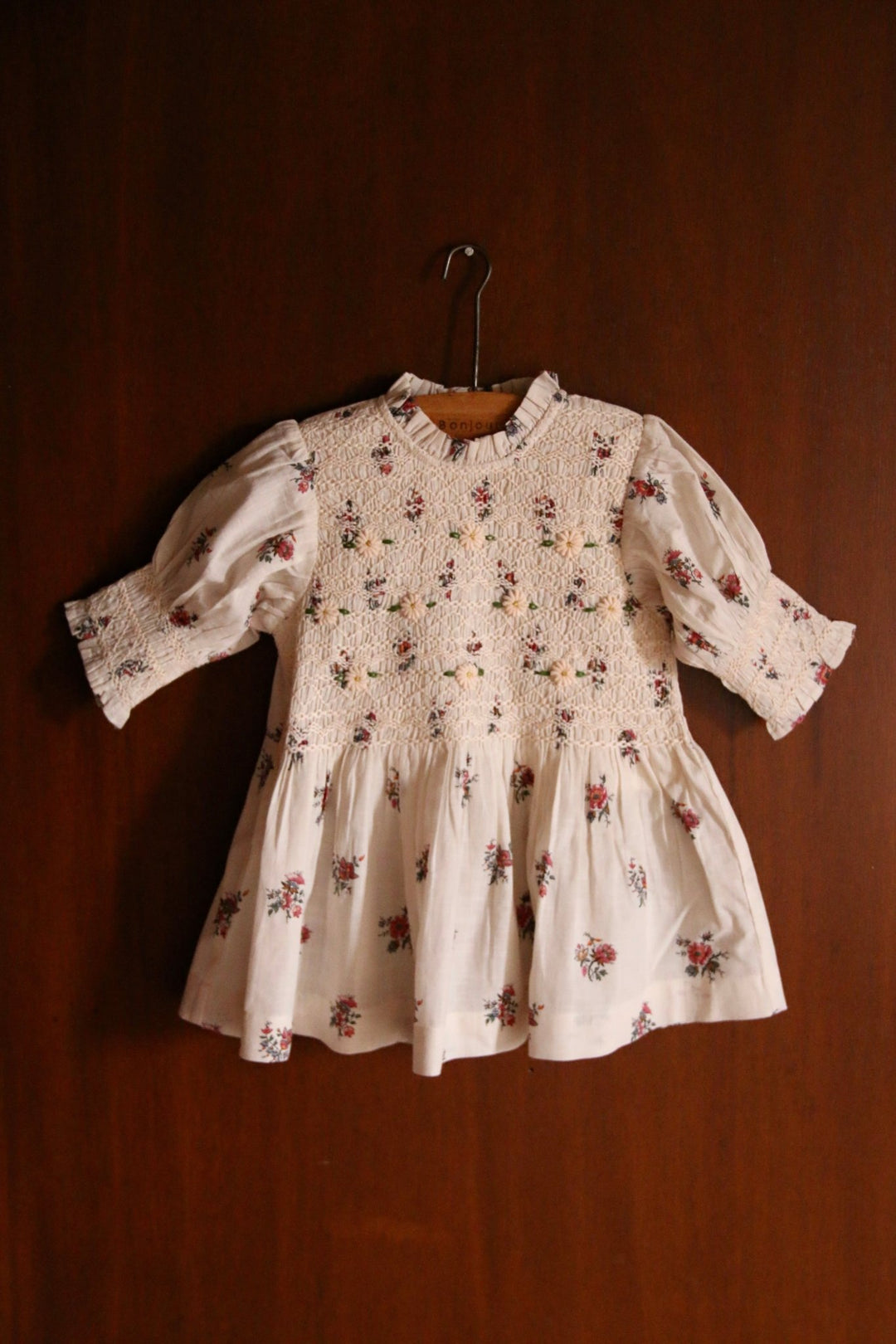 Handsmock Blouse in Pink Garden Flowers Print by Bonjour - Petite Belle