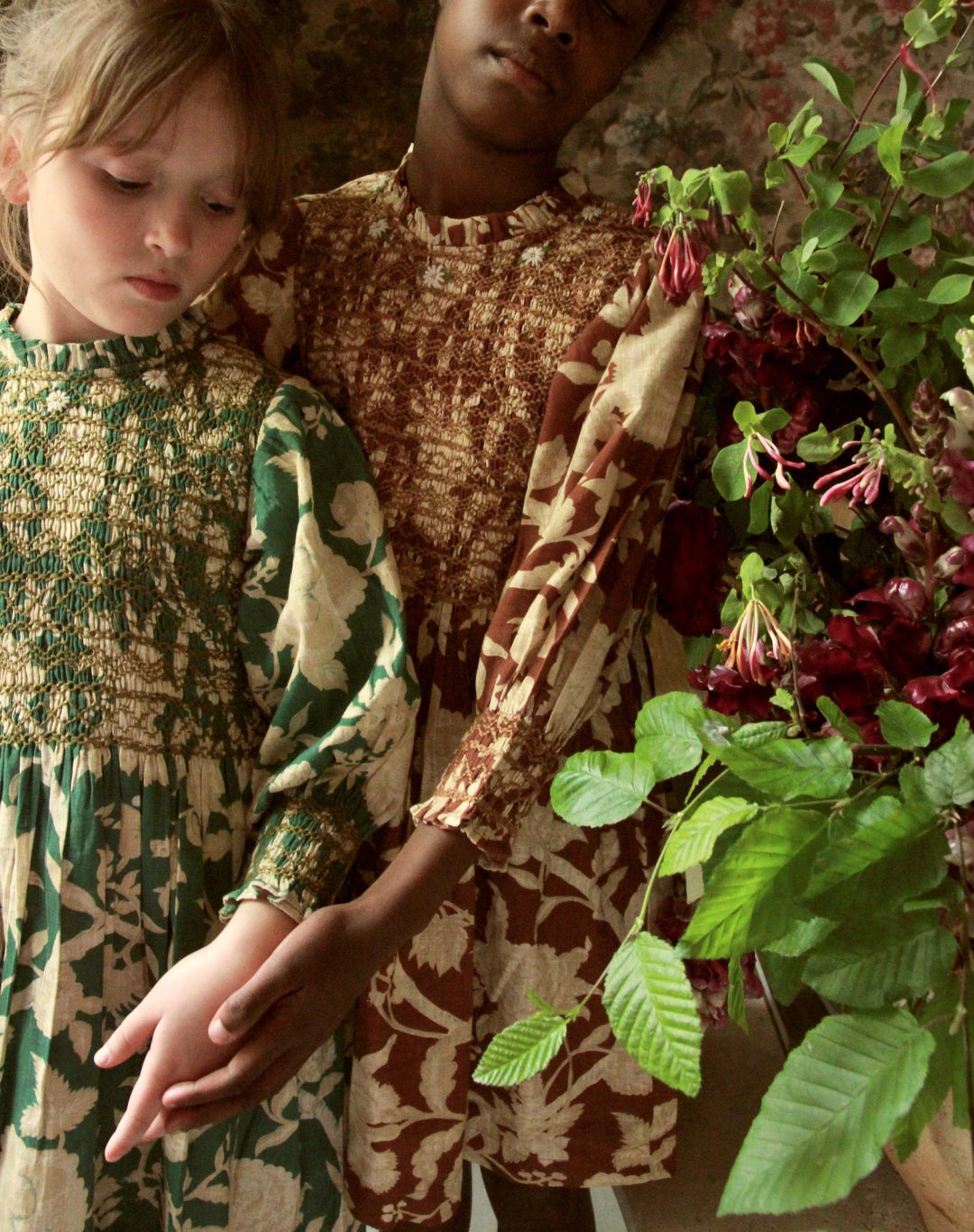 Handsmock Dress in Autumnal Red Brown by Bonjour - Petite Belle