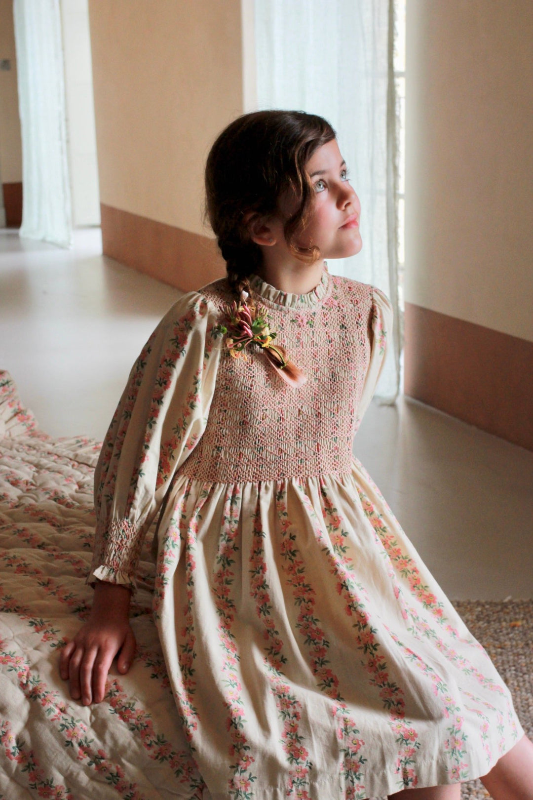 Handsmock Dress in Farandole Flowers by Bonjour - Petite Belle