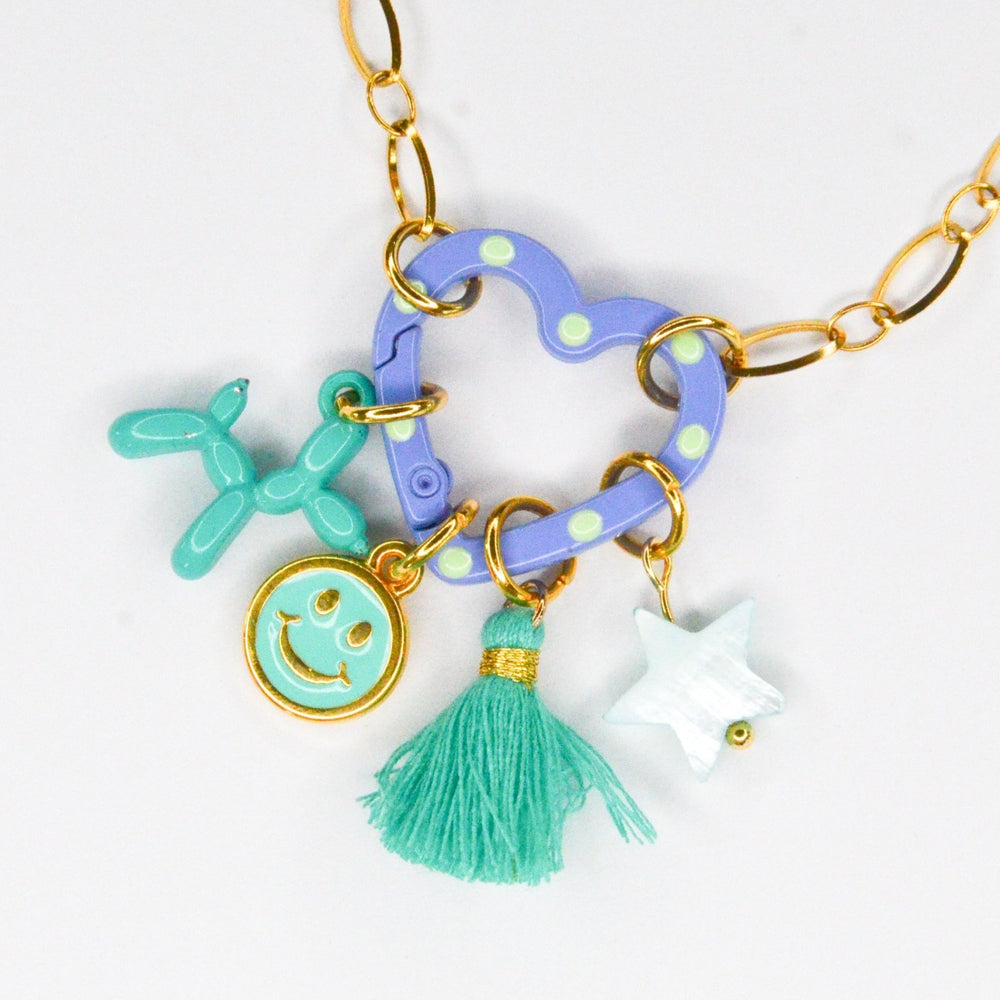 Heart Blue Clip Necklace by Feestbeest Kids - Petite Belle