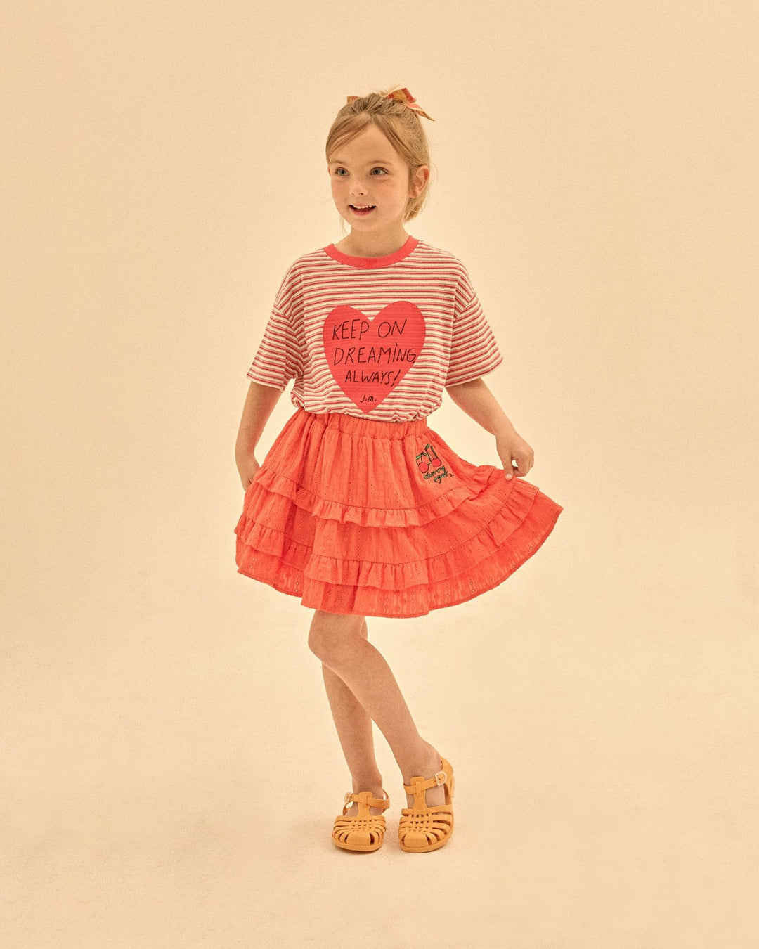 Heartchain Stripe Tee in Red by Jelly Mallow - Petite Belle