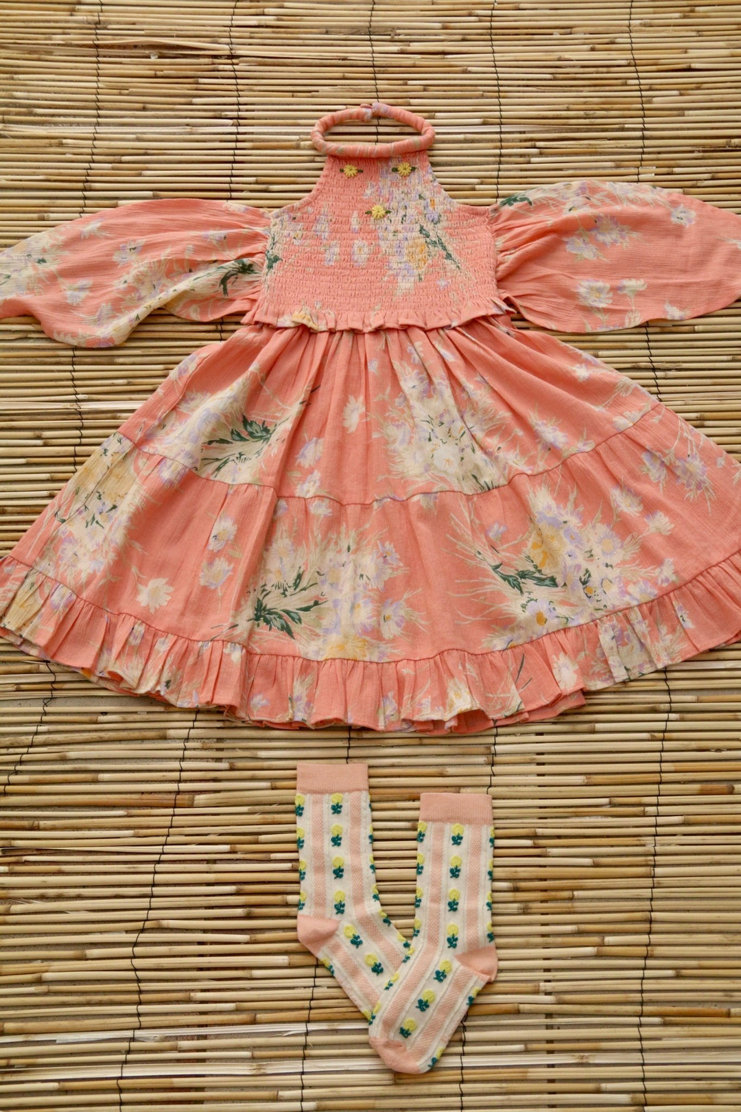 Holiday Dress & Chouchou in Marguerite Print by Bonjour - Petite Belle