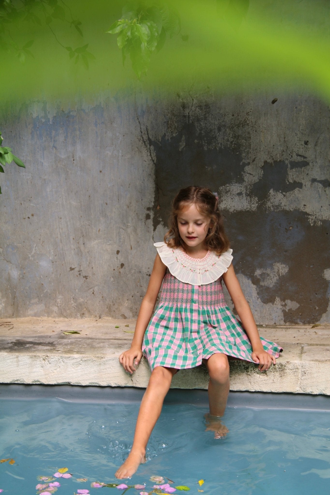 bonjour diaryIbiza Dress 6y Bonjour Ibiza dress flowers lurex ecru