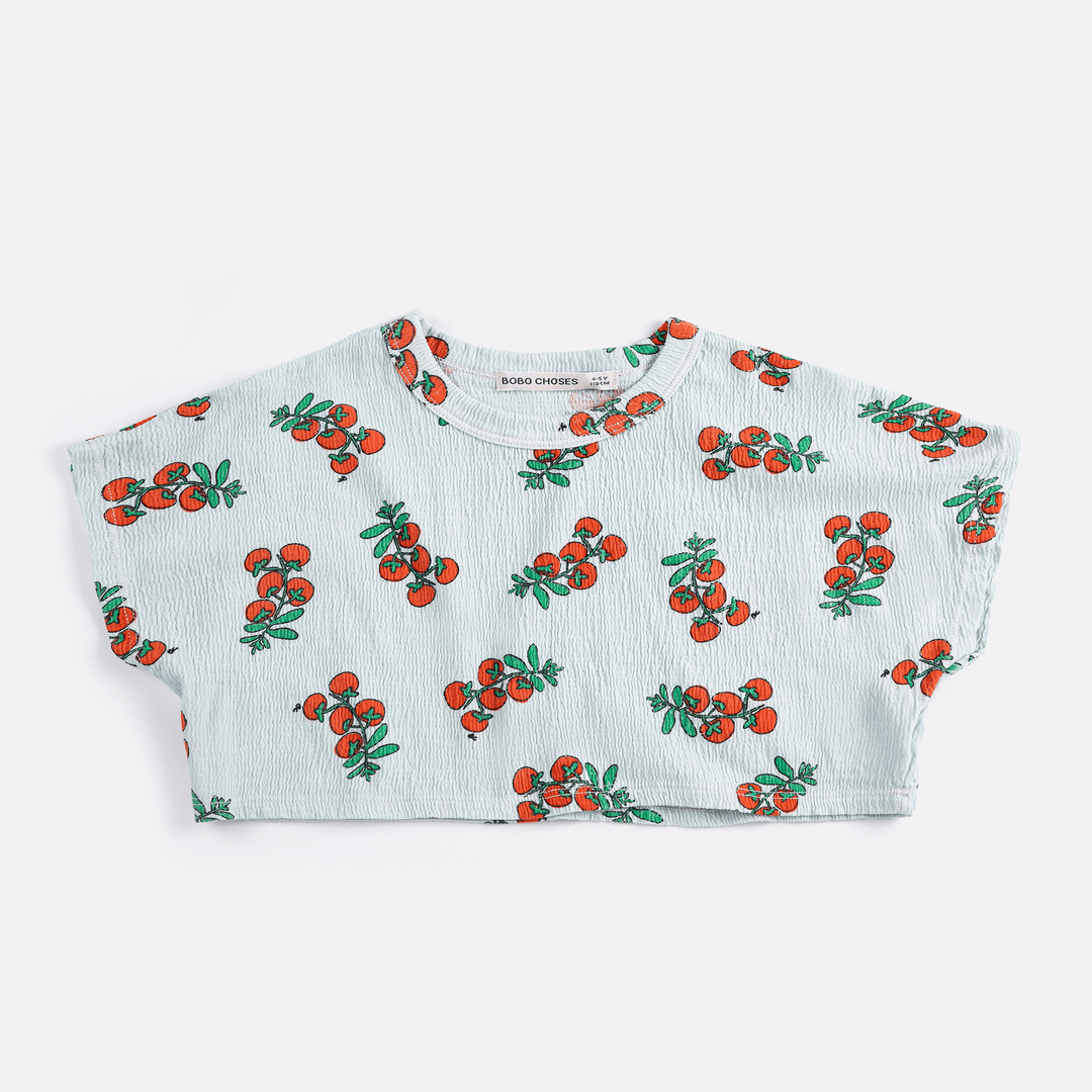 Juicy Tomatoes All Over Cropped T-shirt by Bobo Choses - Petite Belle