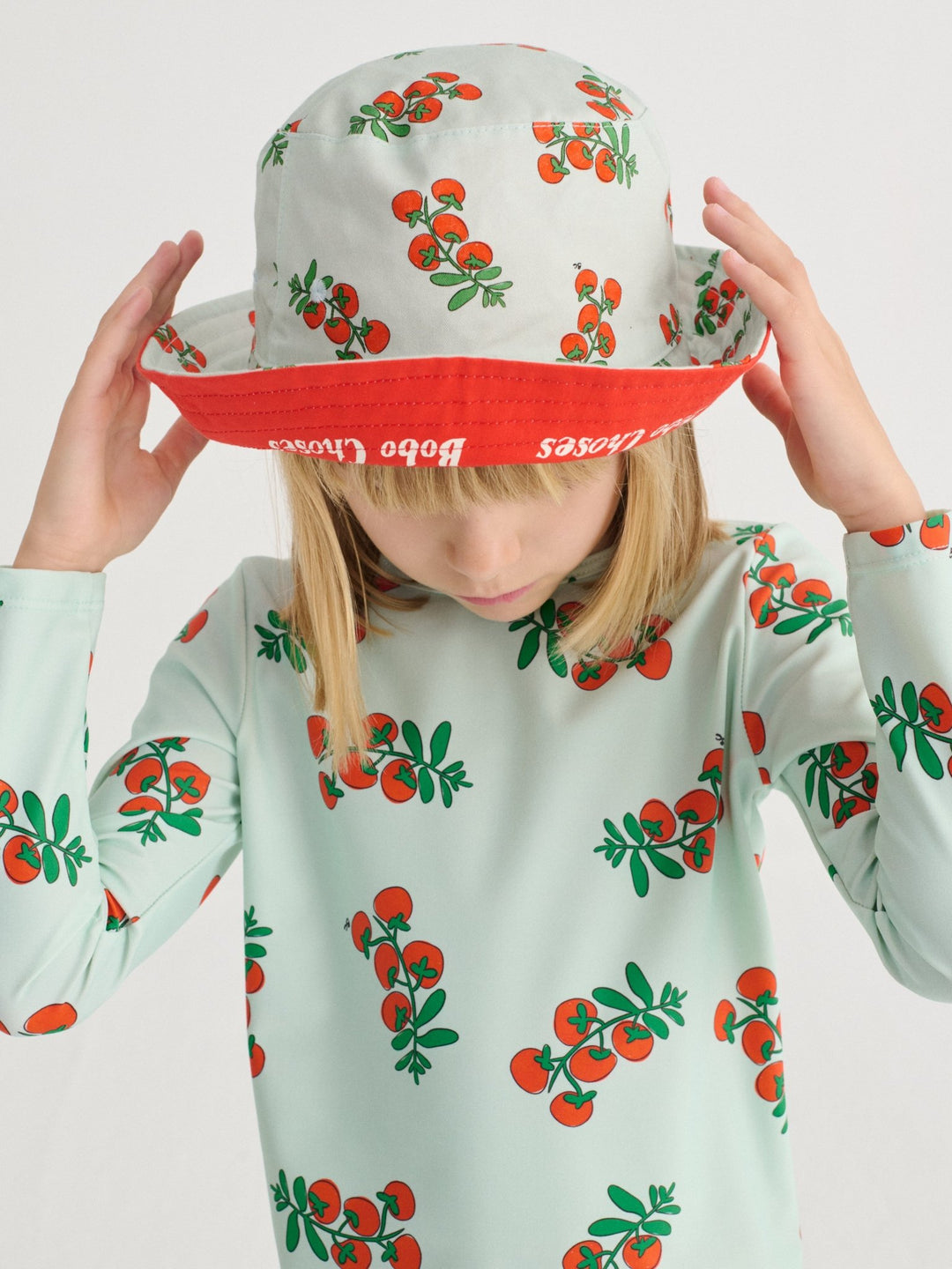 Juicy Tomatoes All Over Reversible Hat by Bobo Choses - Petite Belle